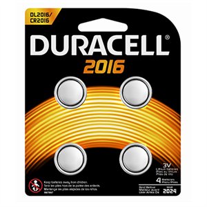 [3414778] Duracell Lithium Coin DL2016/CR2016 3 V Button Cell Battery 4 Pack