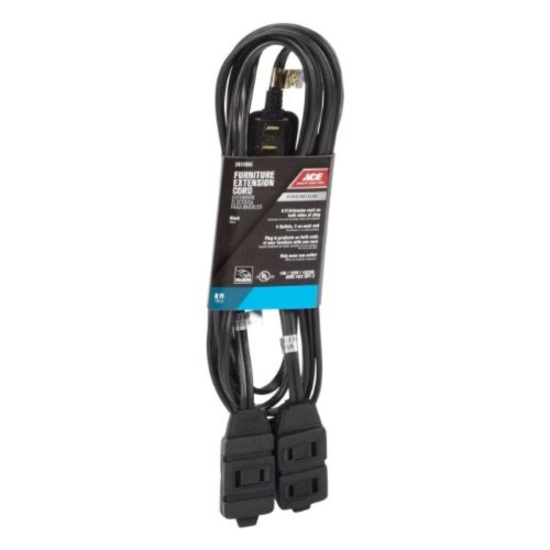[3431988] Ace Indoor 12 Ft. L Black Extension Cord 16/2 SPT-2