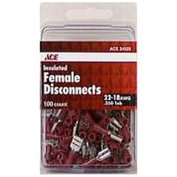 Ace Insulated Wire Female Disconnect Red 100 Pk