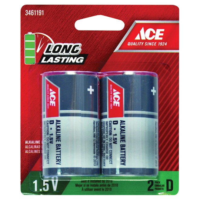 ACE ALKALINE BATTERY D 2 PACK