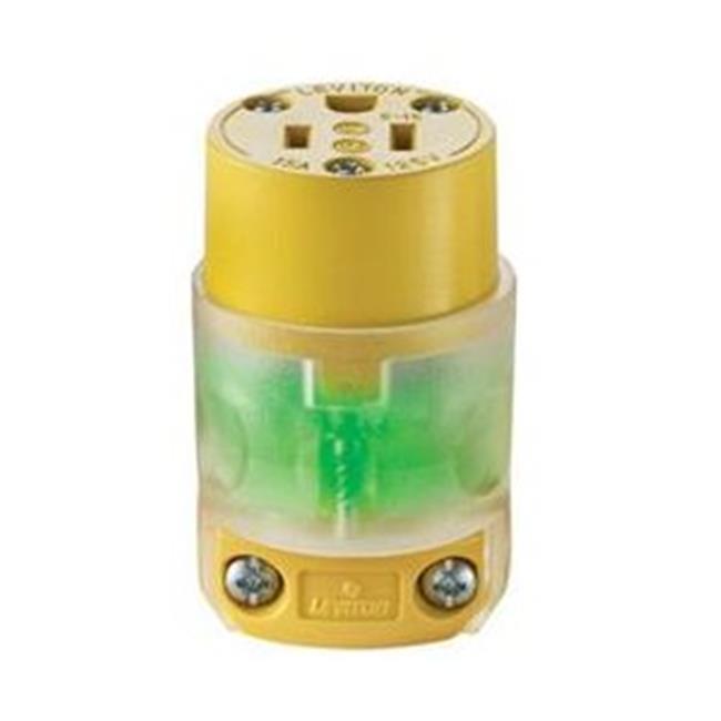 Leviton Commercial and Residential Vinyl Lighted Lighted Connector 5-15R 18-12 AWG 2 Pole 3 Wire