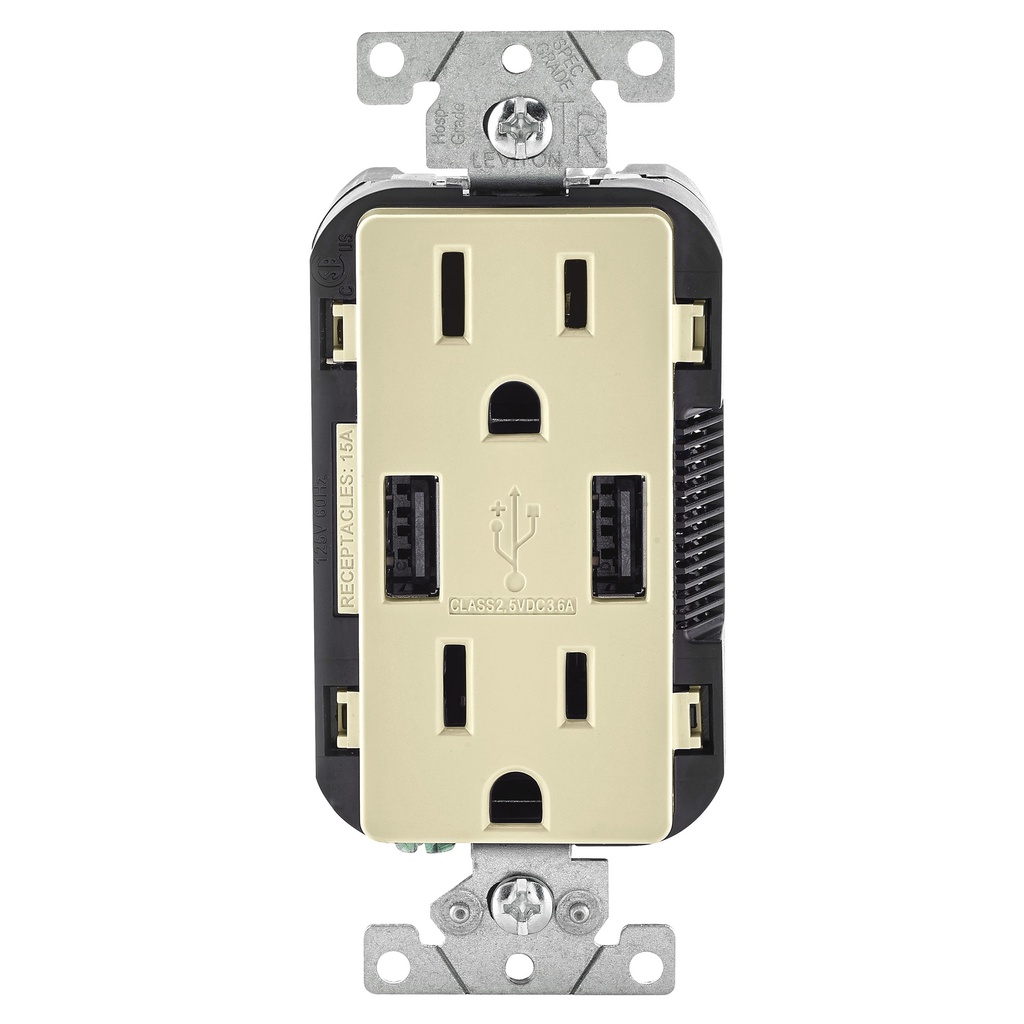 LEVITON USB CHRGR TR RECEPT IV