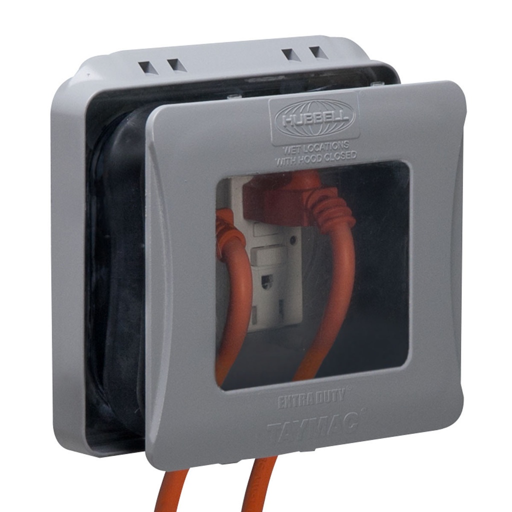 TayMac ML2500 5-3/4" Two Gang Flat Expandable While-in-Use Cover - Extra Duty Gray Rough Electric Covers