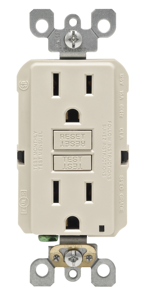 Leviton SmartlockPro 15 Amps 125 V Duplex Light Almond GFCI Outlet 5-15R 1 Pk