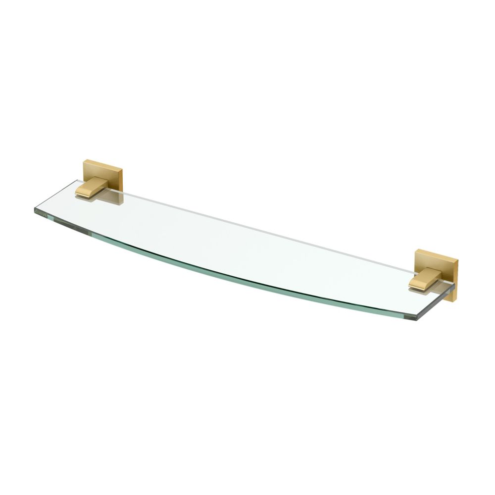 [366001739] Gatco 4056 Elevate 21" Glass and Metal Bathroom Shelf Brushed Brass Bathroom Storage Bathroom Shelf 20 Inch