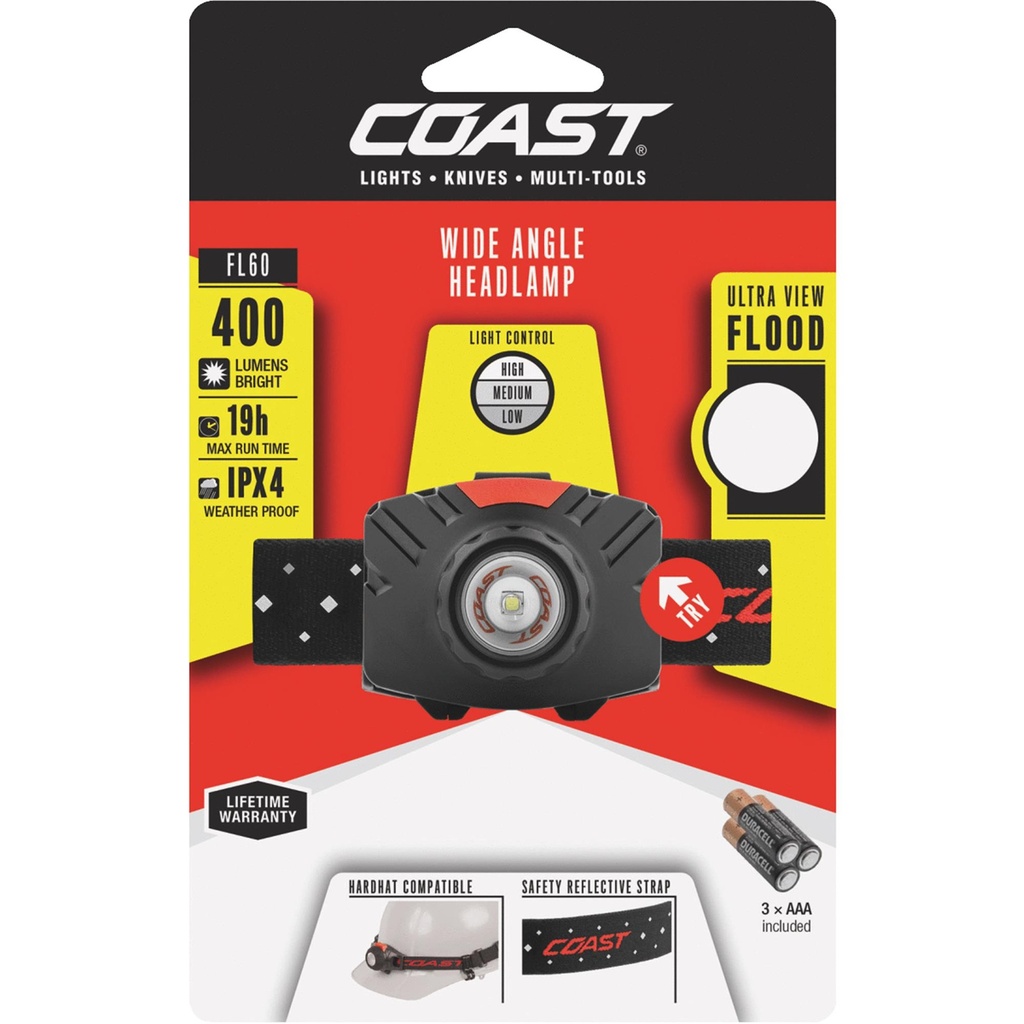 Coast FL60 415 Lm Black LED Head Lamp AAA Battery