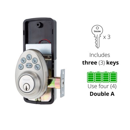 Toledo Electronic Lock with Keypad in Satin Nickel Finish