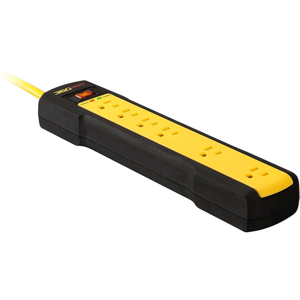360 Electrical 8 Ft. L 6 Outlets Surge Protector Black 1080 J