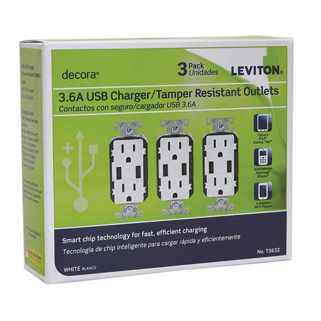[3809506] USB OUTLET 15A WHT 3PK