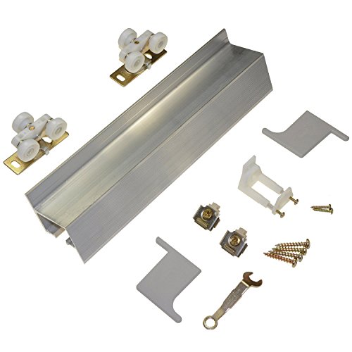 Johnson Hardware JH2610F601 2610F Series 60" Wall Mount Fascia Track with Hardware for Sliding Doors Mill Aluminum Sliding Door Hardware Sliding Door