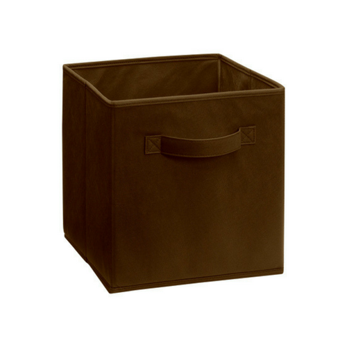 11 in. H X 10.5 in. W X 10.5 in. D Dark Brown Wood Fabric Cube Storage Bin