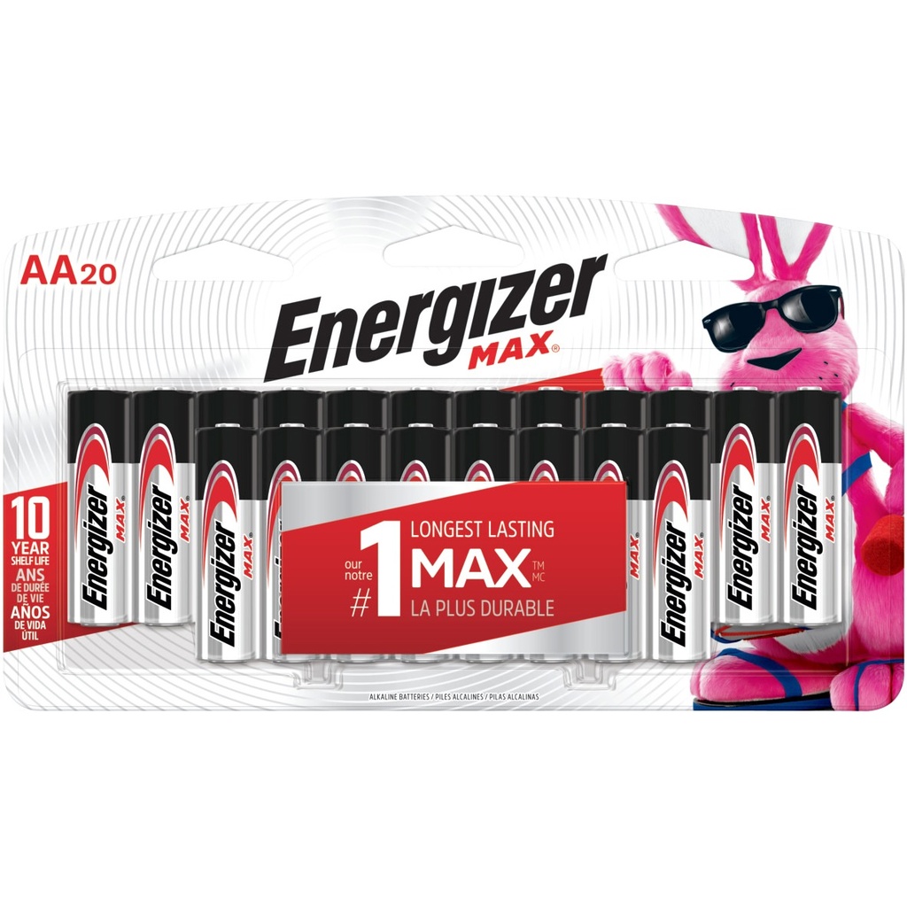 Energizer Max AA Alkaline Batteries 20 Pk Carded