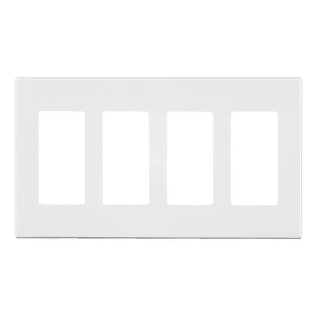 [3895406] Leviton White 4 Gang Polycarbonate Decorator Screwless Wall Plate 1 Pk