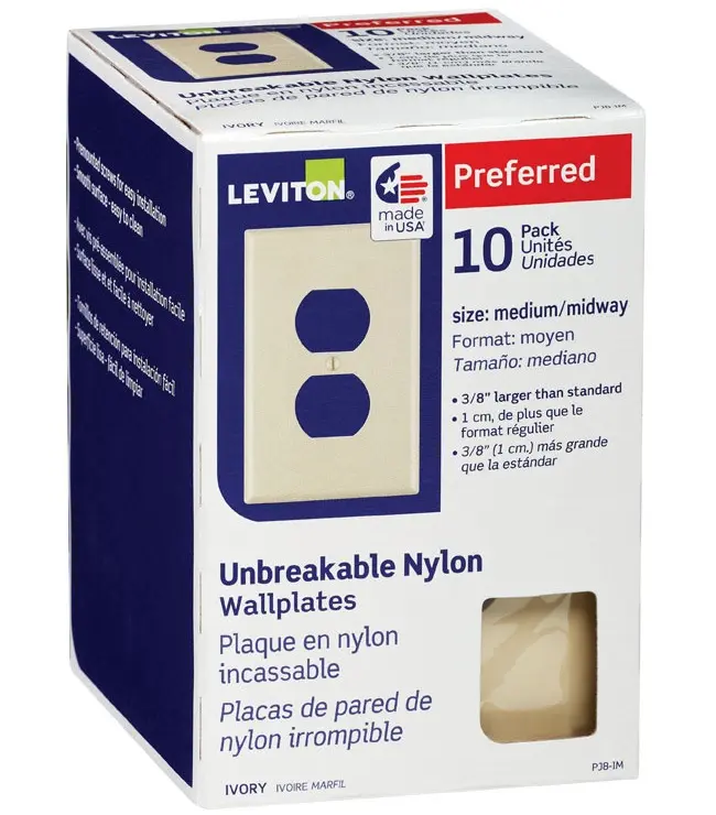 1-Gang Ivory Duplex Outlet/Receptacle Nylon Midway/Midsize Wall Plate (10-Pack) PJ8-IM