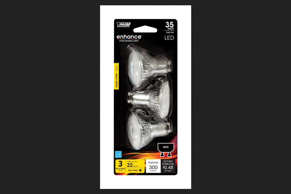 Feit Enhance MR16 GU10 LED Bulb Bright White 35 Watt Equivalence 3 Pk