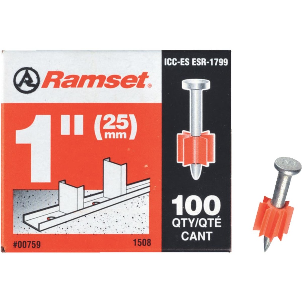 [400005495] Ramset 0.3 in. D X 1 in. L Steel Hollow Head Anchor Bolts 100 Pk