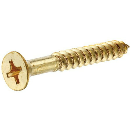[400006733] # 12 X 1-1/4  Brass Flat Head Phillips Wood Screws 2-Pack