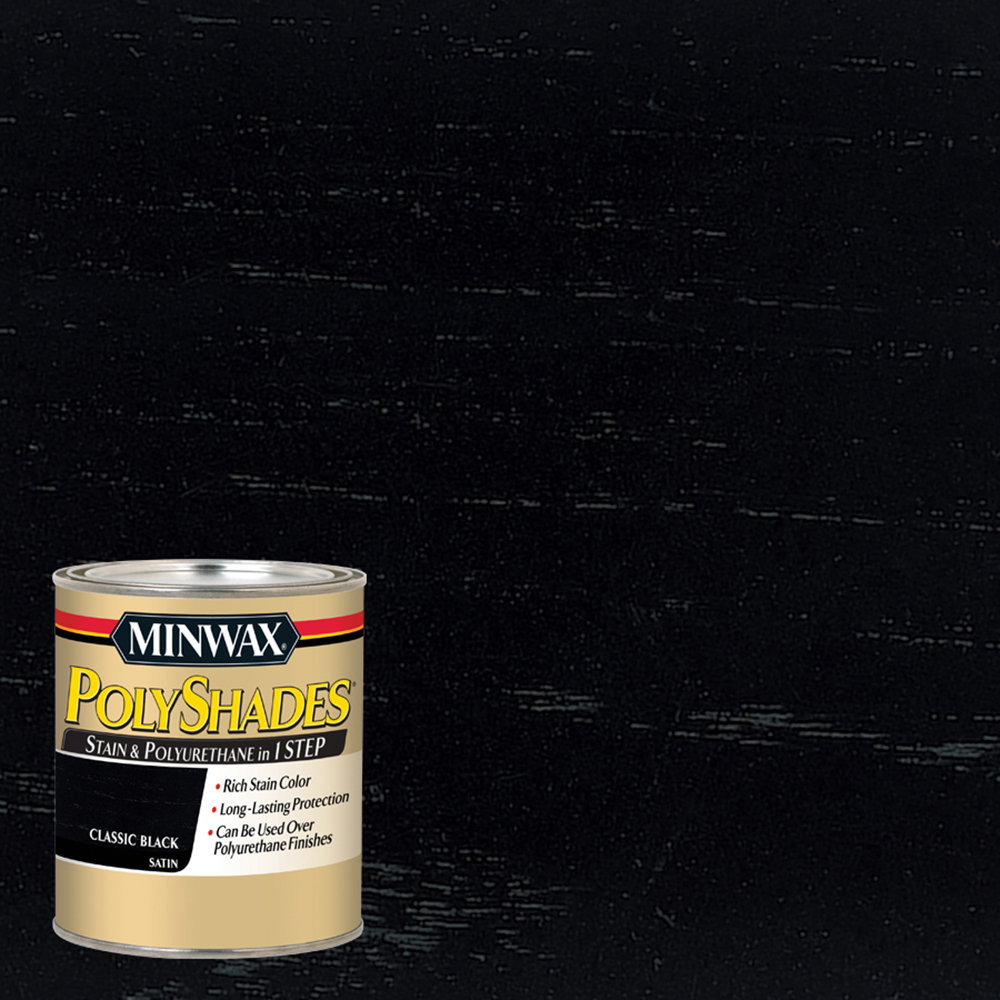 Minwax PolyShades Semi-Transparent Satin Classic Black Oil-Based Stain/Polyurethane Finish 1 Qt