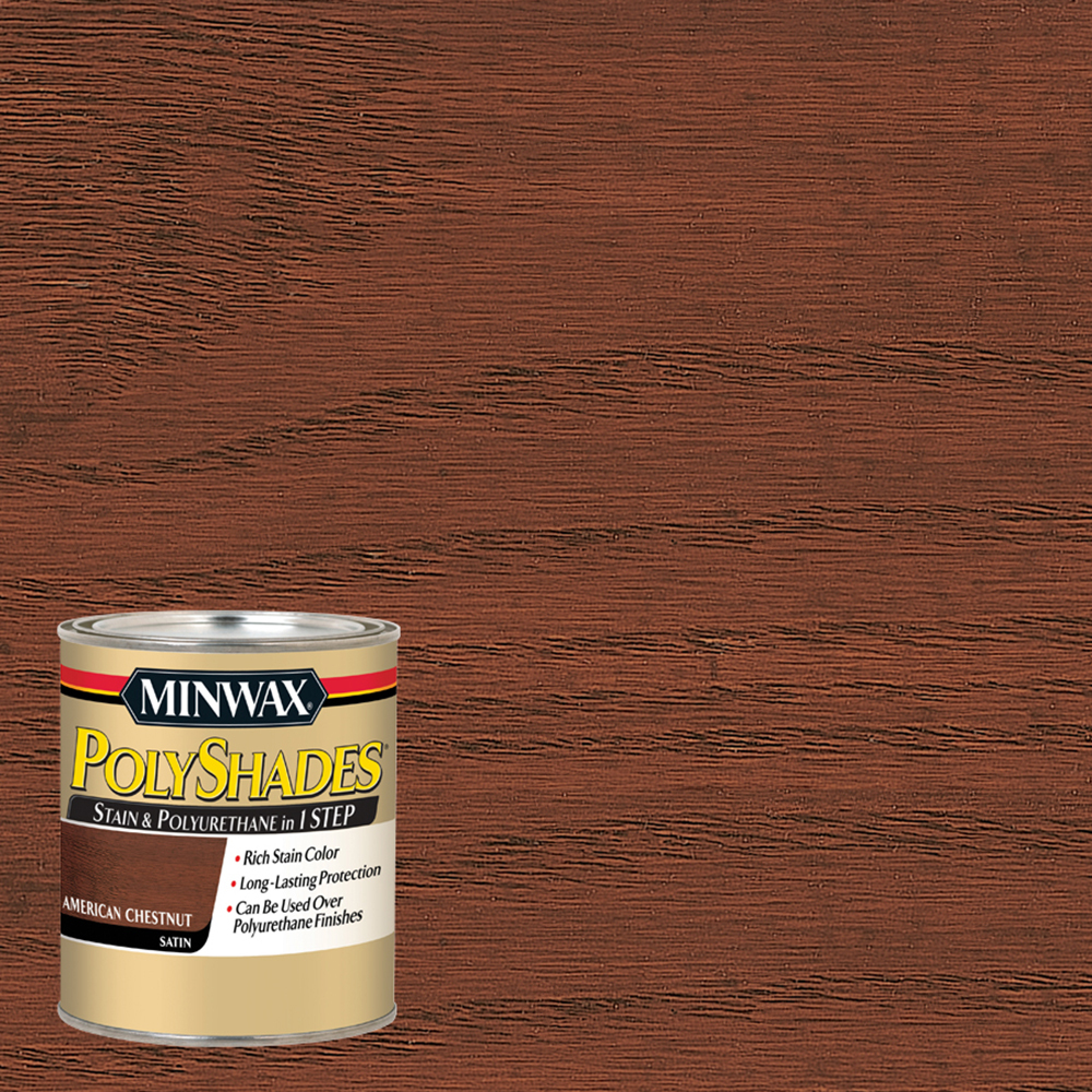 Minwax PolyShades Semi-Transparent Satin American Chestnut Oil-Based Stain/Polyurethane Finish 1 Qt