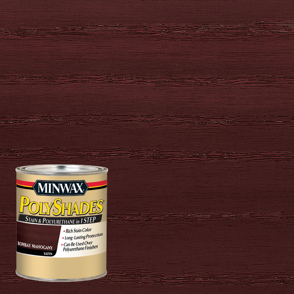 Minwax PolyShades Semi-Transparent Satin Bombay Mahogany Stain/Polyurethane Finish 1 Qt