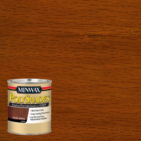 [420013696] Minwax PolyShades Semi-Transparent Satin Olde Maple Oil-Based Stain/Polyurethane Finish 1 Qt