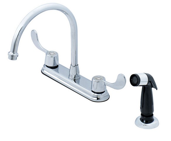 Homewerks Two Handle Chrome Kitchen Faucet Side Sprayer Included