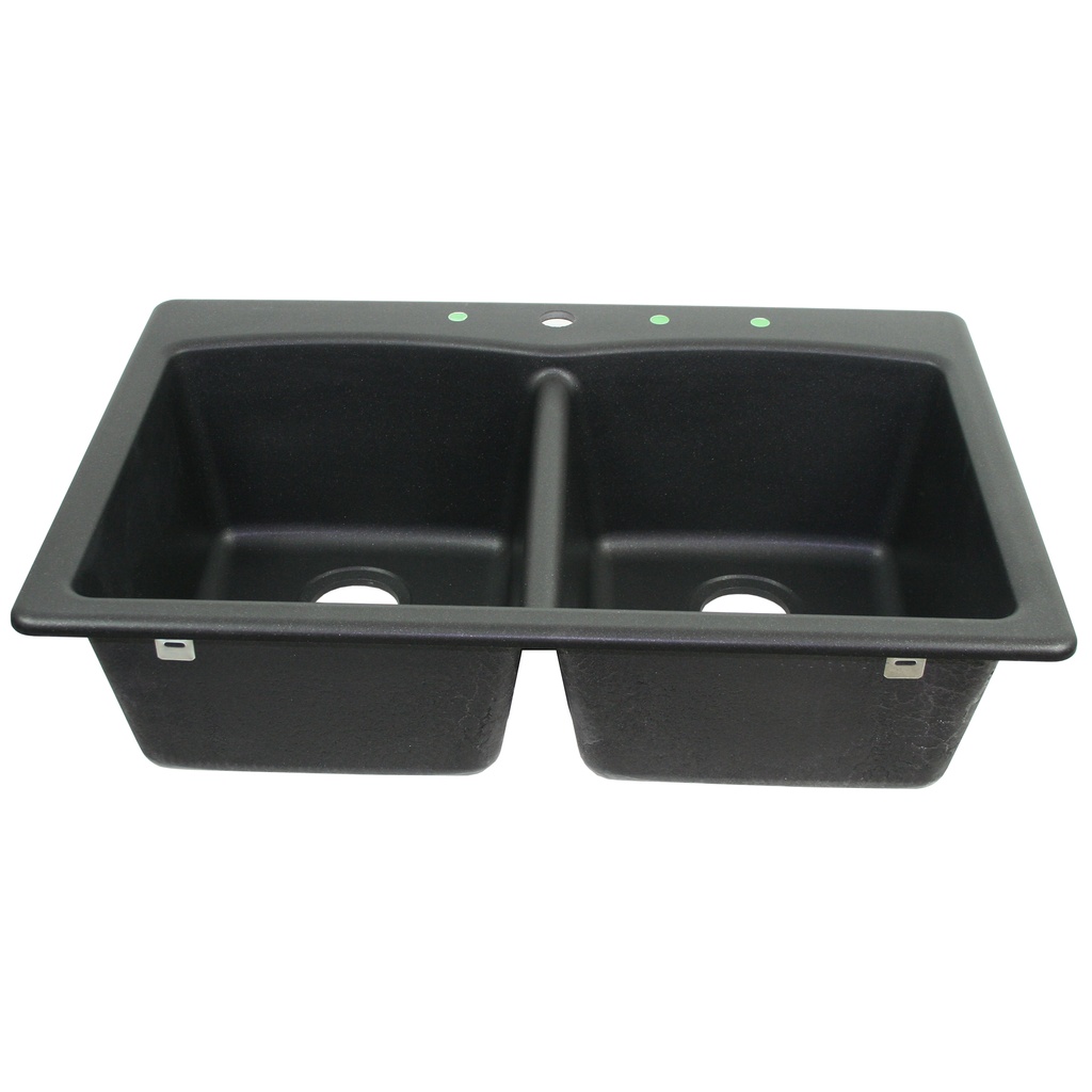 Franke ED33229-1 Ellipse 33" X 22" Undermount Double Basin Granite Kitchen Sink Onyx Sinks Kitchen Sinks