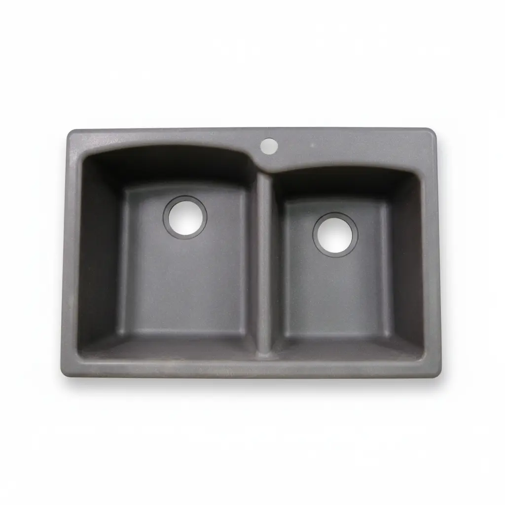 FrankeUSA EO33229-1 Ellipse 22" Double Basin Undermount Granite Composite Kitchen Sink Onyx Sinks Kitchen Sinks Composite
