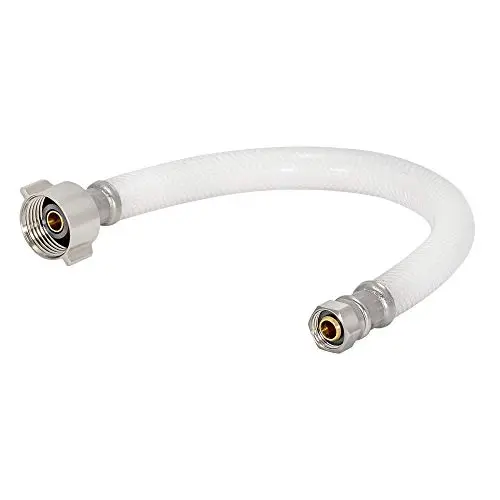 [440014910] Eastman 20 Inch Flexible Toilet Connector, PVC Braided Hose with 7/8 Inch Ballcock Nuts, 3/8 Inch Compression Inlet Connection, 48175