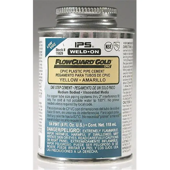11029 2713 .25 Pint Weld-on FlowGuard Gold Yellow VOC Cement