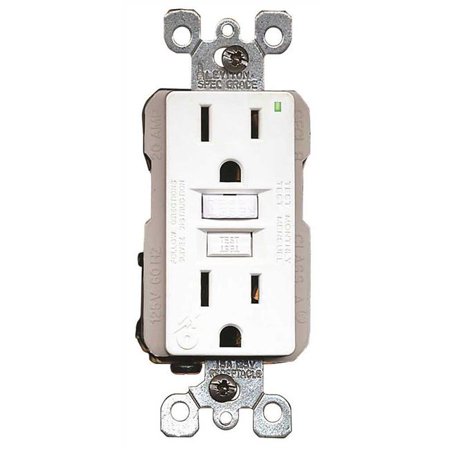 [450010049] Leviton Gfnt1-w 15A SmartlockPro Self-Test Gfci Duplex Recpt Ind Light Wire Lead - All