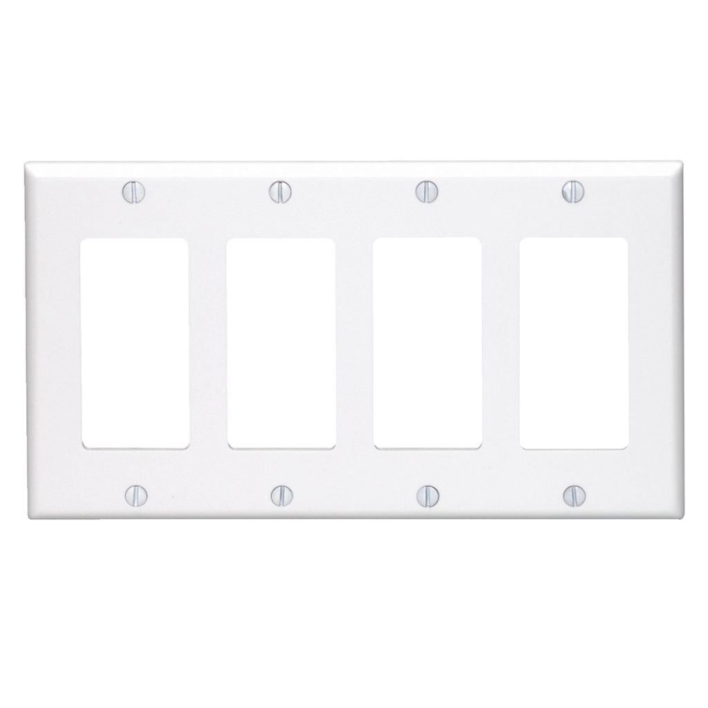 Leviton White 4 Gang Thermoset Plastic Decorator Wall Plate 1 Pk