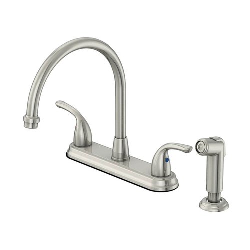 Oakbrook Collection Pacifica Two Handle Brushed Nickel Kitchen Faucet Side Sprayer Included