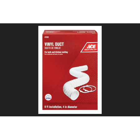 Ace 96 in. L X 4 in. D Silver/White Vinyl Vent Duct