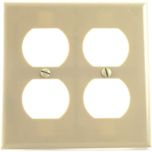 [500224] Eaton Wiring Devices Receptacle Wallplate, 4-1/2 in L, 4-9/16 in W, 2 -Gang, Thermoset, Ivory