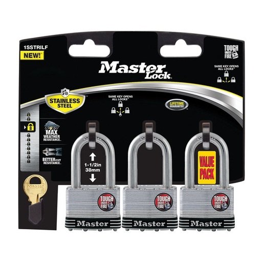 PADLOCK W/KEY 1.75"SS3PK
