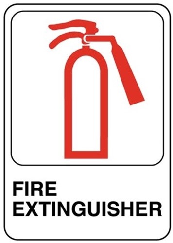 [5029028] Hillman English White Fire Extinguisher Sign 5 in. H X 7 in. W