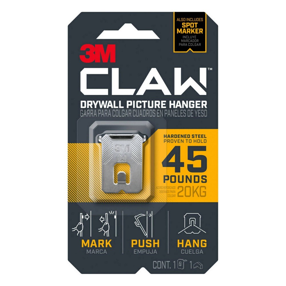 [5035823] 3M Claw Silver Drywall Picture Hanger 45 Lb 1 Pk