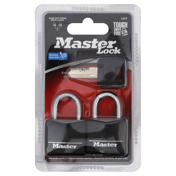[5107917] Master Lock 2pk 30mm Key Lock Black: Laminated Steel Padlocks for Storage & Hall Lockers, Double-Locking Lever Mechanism