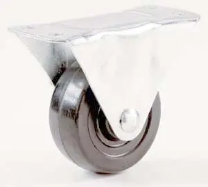 Rigid Caster, 3 in Dia Wheel, 1-1/4 in W Wheel, Rubber Wheel, 175 Lb