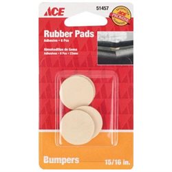 Ace Rubber Self Adhesive Protective Pad Beige Round 15/16" in. W 6 Pk