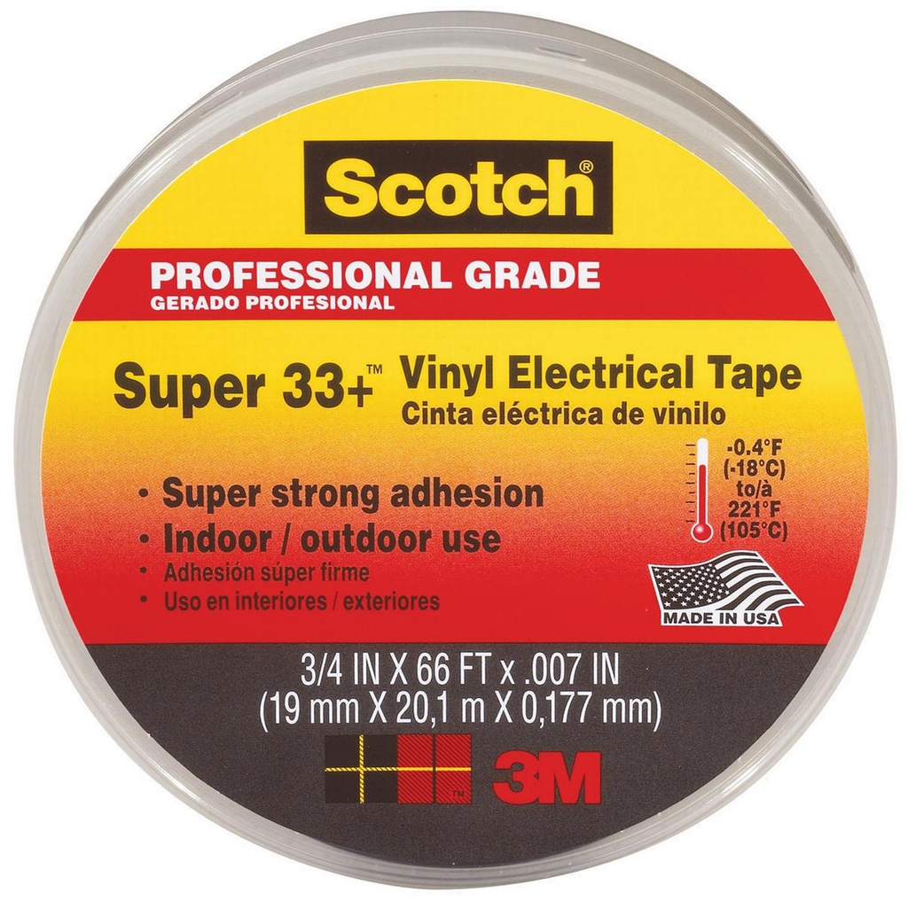 3M 33SUPER66FT .75 X 66 Ft. Super 33 Plus Vinyl Electrical Tape