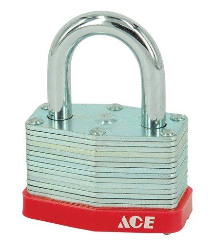 [5216858] Ace 15/16 in. H X 1-1/4 in. W X 11/16 in. L Laminated Steel Warded Locking Padlock