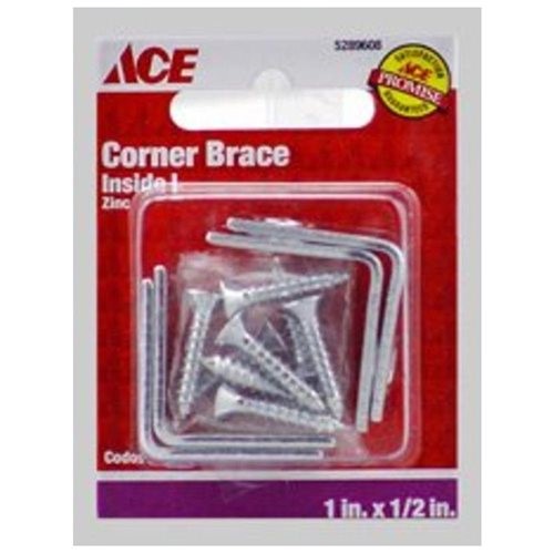 4Pk 1  X 1/2  Zinc Corner Brace Ace Mending Plates 01-3404-210 082901137252