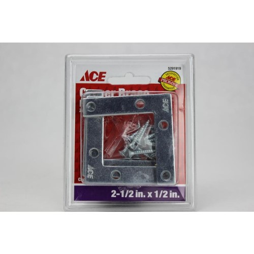 2-1/2 X 1/2  Zinc Flat Corner Brace Ace Corner Mending Plates 5291919 Zinc Steel