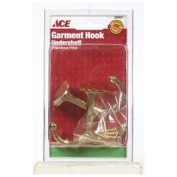 Ace 3.5 in. L Bright Brass Gold Brass Medium Undershelf Long Arm Garment Hook 2 Pk