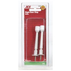 [5294665] [Case of 5 Packs] 2.75 in. H X 3 in. W Metal White Rigid Door Stop Mounts to Door and Wall 01-3028-235 (2 per Pack)