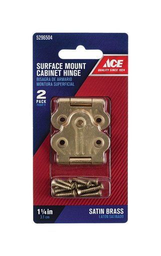 [5296504] Ace 1.4 in. W X 1-1/4 in. L Satin Brass Brass Cabinet Hinge 2 Pk