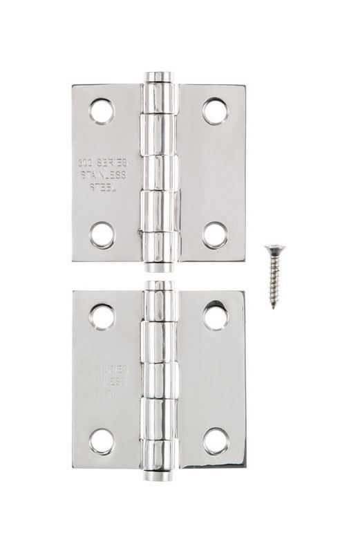 Ace 1.1 in. W X 2 in. L Stainless Steel Silver Stainless Steel Narrow Hinge 2 Pk