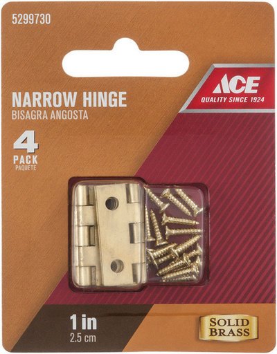 Ace 1 in. W X 3/4 in. L Polished Brass Brass Narrow Hinge 4 Pk